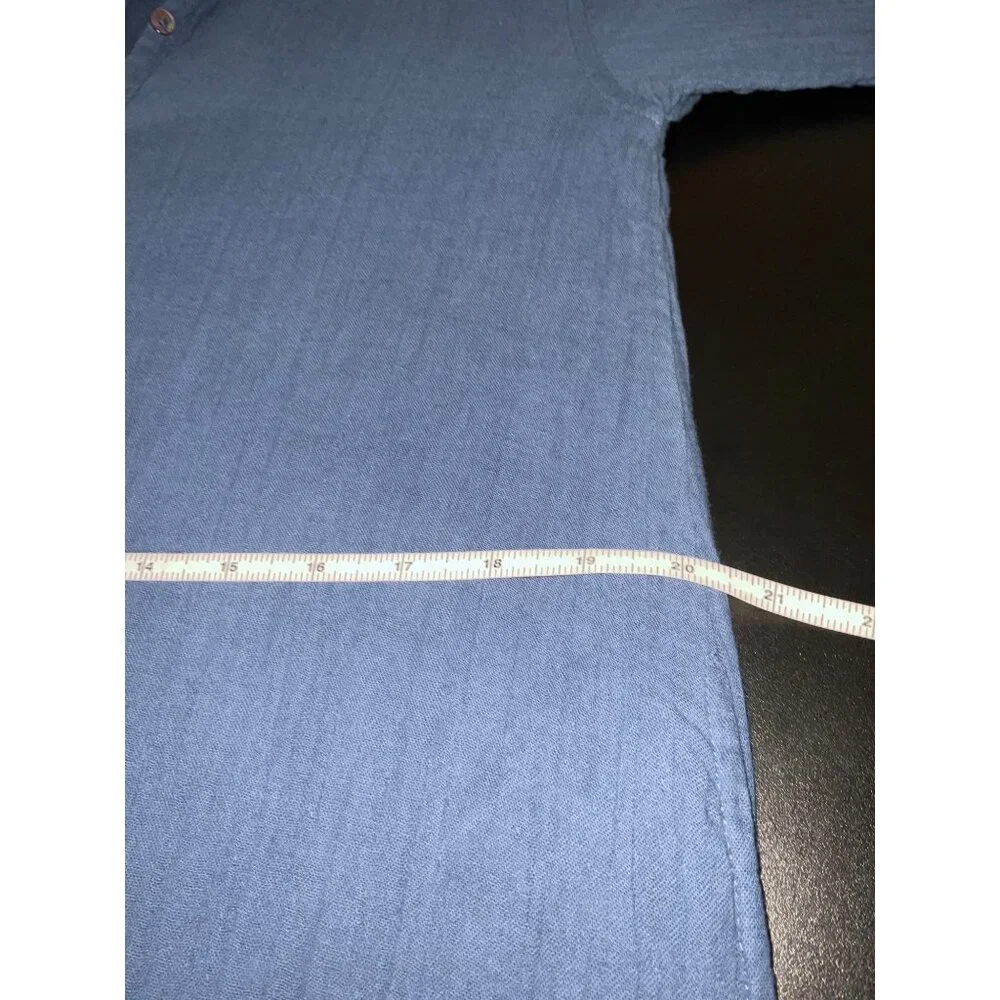 NATURAL LIFE Drew Shirt Dress Cotton Gauze Maxi Pockets in Blue size Small - Picture 11 of 14